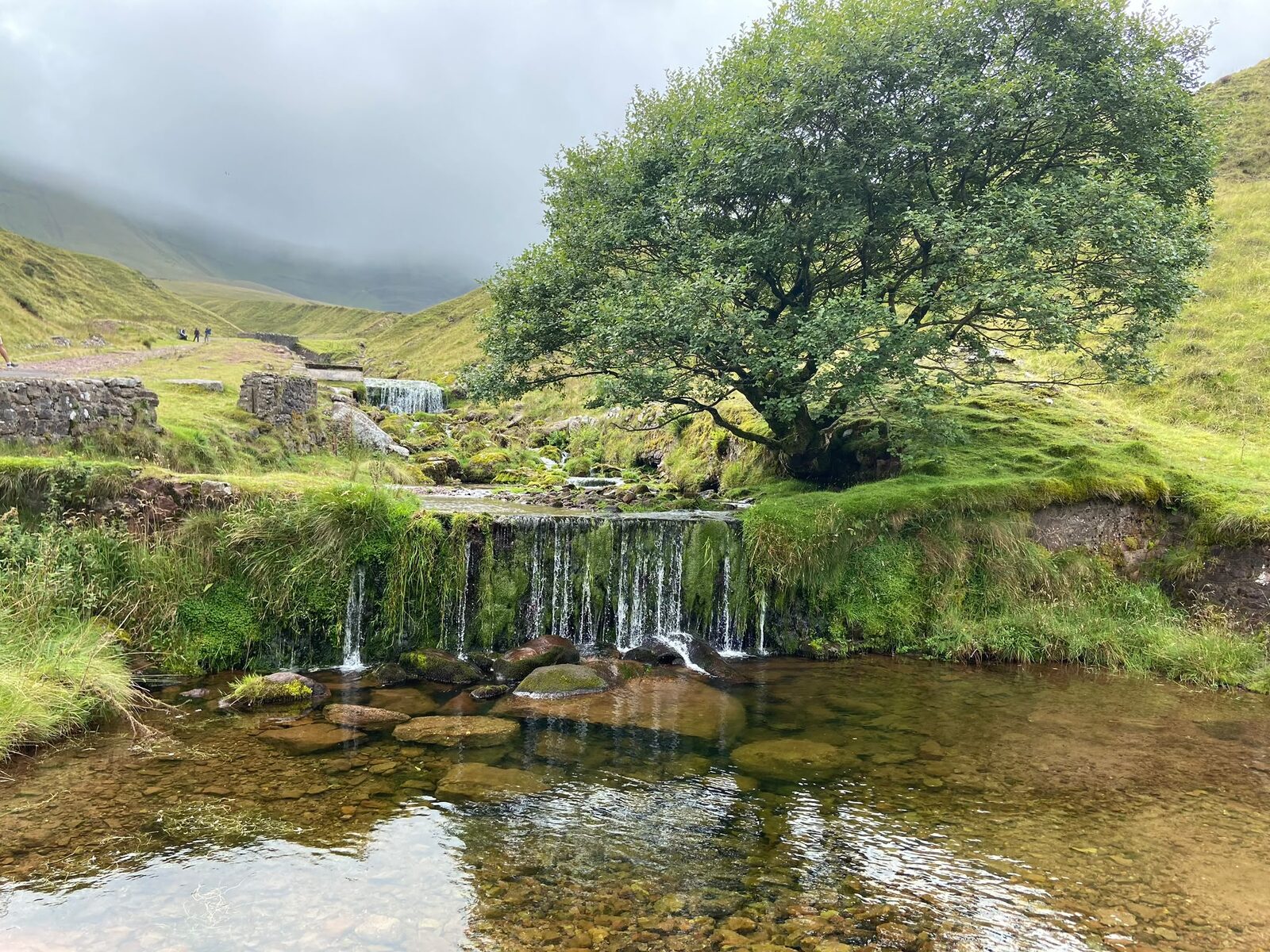 Waterfall and stream in a UK valley